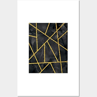 Black Stone Golden Geometric Art Posters and Art